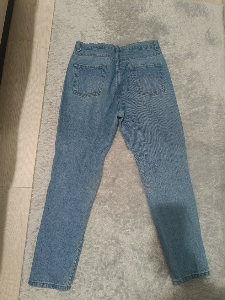 Kadın Mavi Denim Düğmeli Midi Jean - Görsel 3