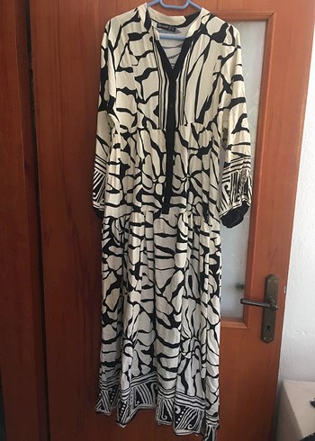 Bohem Zebra Desenli Uzun Elbise