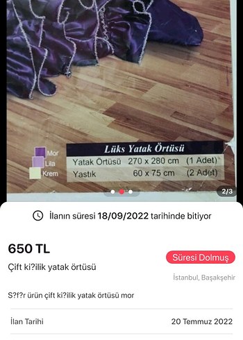 Koyu Mor Baskılı Yatak Örtüsü - Görsel 3