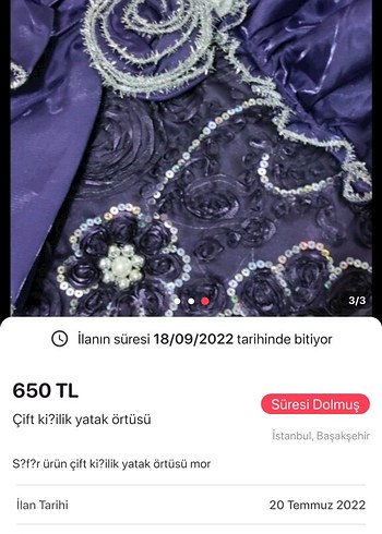 Koyu Mor Baskılı Yatak Örtüsü - Görsel 2