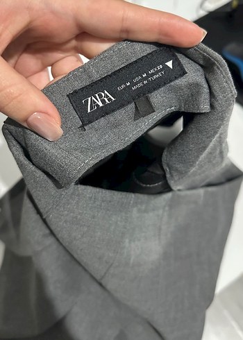 Zara Gri Pilili Kadın Mini Etek - Görsel 2