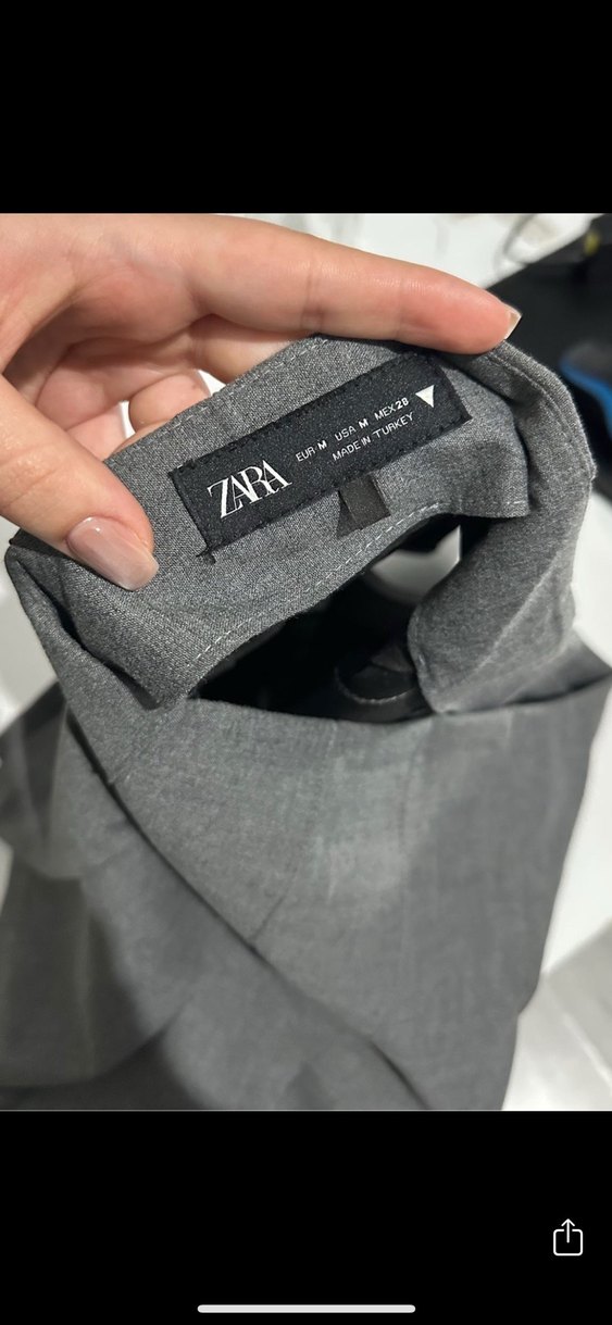 Zara Gri Pilili Kadın Mini Etek - Görsel 2