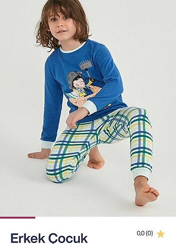 7 Yaş Beden mavi Renk Penti erkek çocuk pijama takım