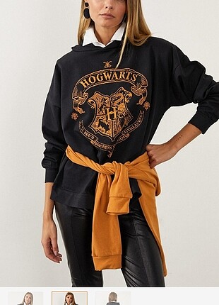 Siyah hogwarts yazılı sweatshirt