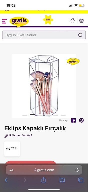Eklips kapaklı fırçalık