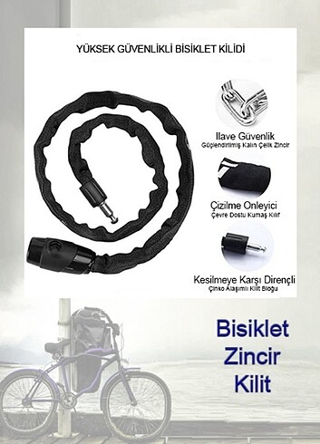  Beden Bisiklet Kilidi Zincir 83Cm