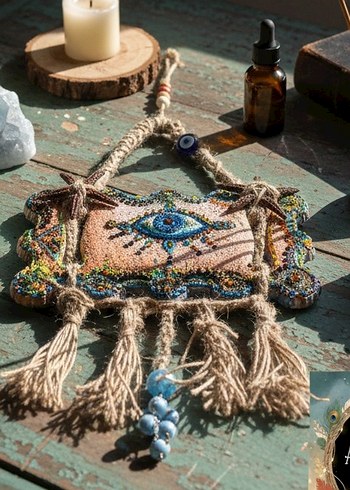 Turkuaz Renkli Nazar Boncuğu Duvar Süsü - Görsel 2