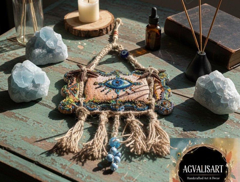 Turkuaz Renkli Nazar Boncuğu Duvar Süsü - Görsel 2