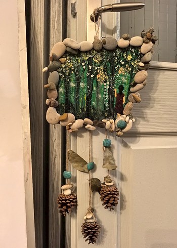 Turkuaz Doğal Taşlı ve Kozalaklı Duvar Süsü - Görsel 2