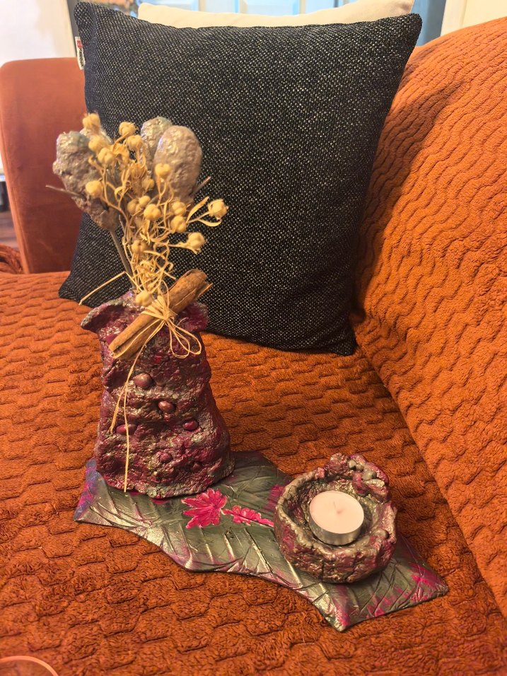 Bohem Tarzda El Yapımı Dekoratif Vazo - Görsel 3