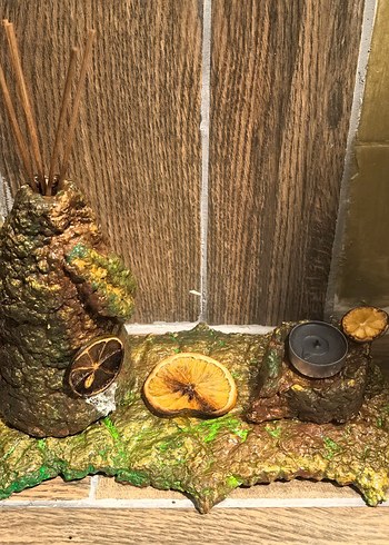 Kahverengi Doğal Görünümlü Vazo ve Mumluk - Görsel 3