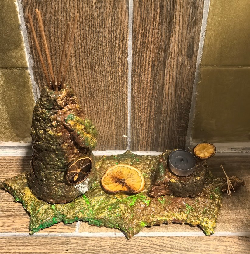 Kahverengi Doğal Görünümlü Vazo ve Mumluk - Görsel 3