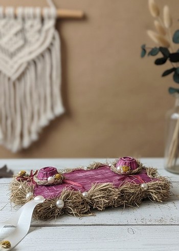 Dantel Detaylı Pembe Bohem Vintage Düğün Aksesuarı - Görsel 4