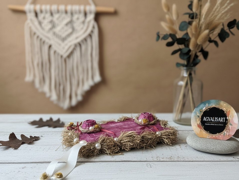 Dantel Detaylı Pembe Bohem Vintage Düğün Aksesuarı - Görsel 4