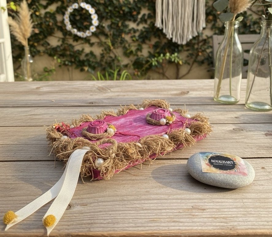 Dantel Detaylı Pembe Bohem Vintage Düğün Aksesuarı - Görsel 2