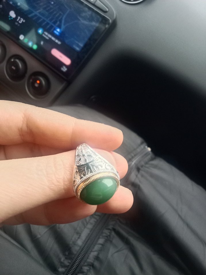 Parlak Yeşil Bohem Erkek Yüzük - Görsel 5