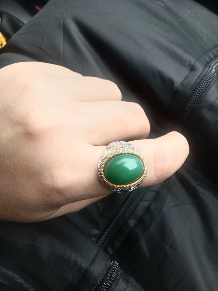 Parlak Yeşil Bohem Erkek Yüzük - Görsel 3
