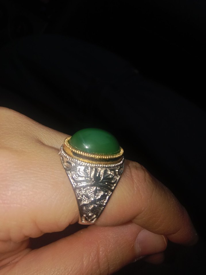 Parlak Yeşil Bohem Erkek Yüzük - Görsel 2