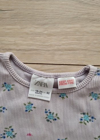 Zara Kız Çocuk Gri Çiçek Desenli Uzun Kollu Bluz