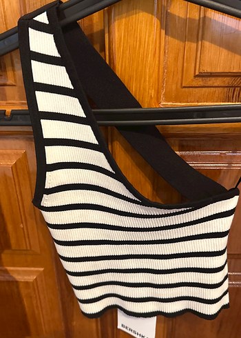 Bershka Zebra Desenli Siyah Beyaz Crop Top