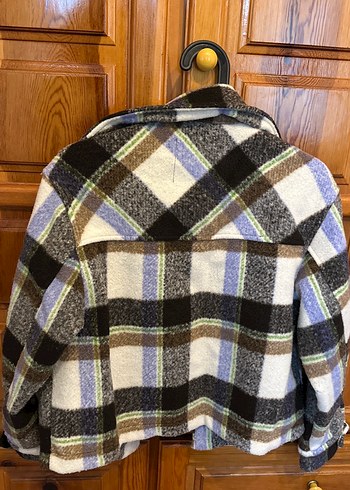 Düğmeli Kahverengi Ekoseli Kısa Kadın Ceket - Görsel 3