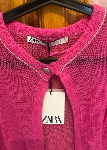 Pembe Kadın Örgü Hırka Uzun Kollu - Görsel 2