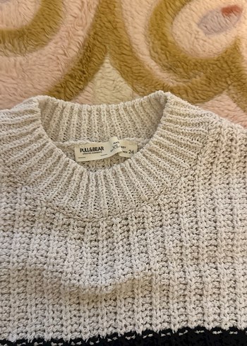 Gri Beyaz Çizgili Kadın Triko Kazak - Görsel 3