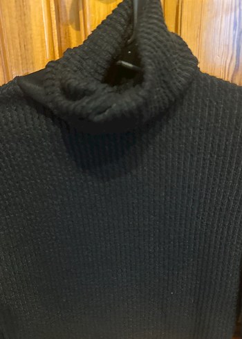 Siyah Balıkçı Yaka Örgü Kadın Kazak - Görsel 2