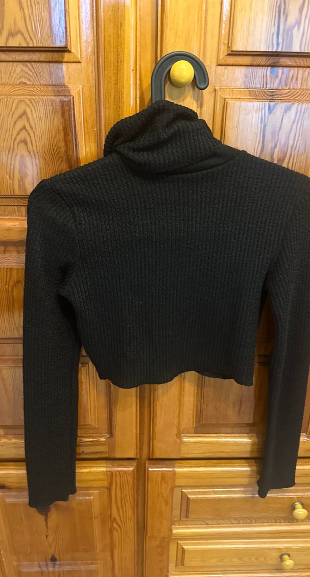 Siyah Balıkçı Yaka Örgü Kadın Kazak - Görsel 3