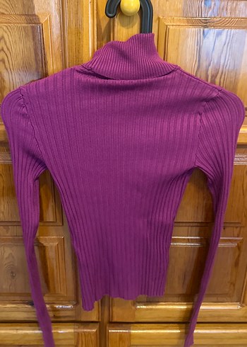 Mor Triko Boğazlı Kadın Kazak - Görsel 3