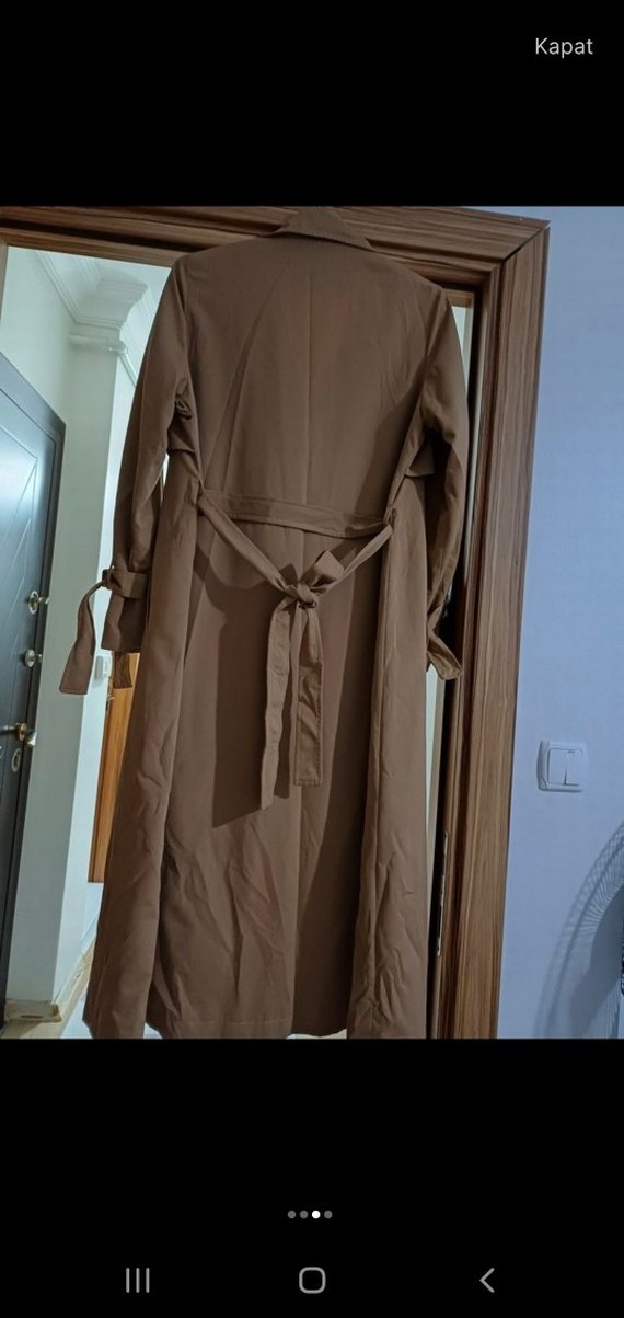Bej Kadın Uzun Trenchcoat - Görsel 2