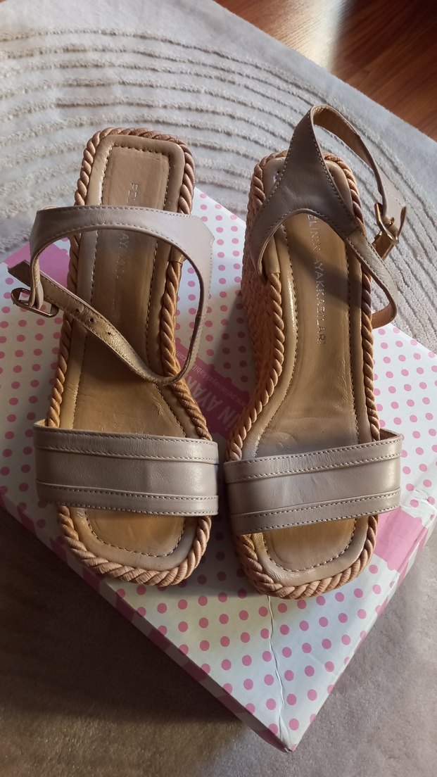 Bej Yılan Desenli Dolgu Topuk Kadın Espadril - Görsel 4