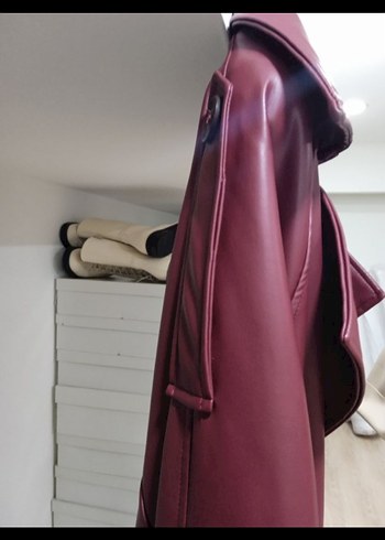 m Beden bordo Renk Bordo deri trençkot