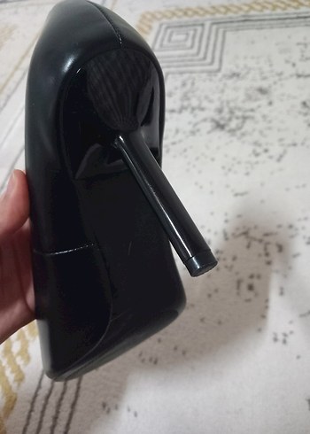 Klasik Siyah Deri Stiletto Topuklu Kadın Ayakkabı - Görsel 7