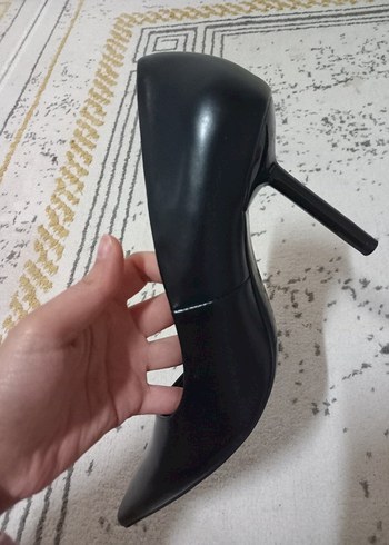 Klasik Siyah Deri Stiletto Topuklu Kadın Ayakkabı - Görsel 6