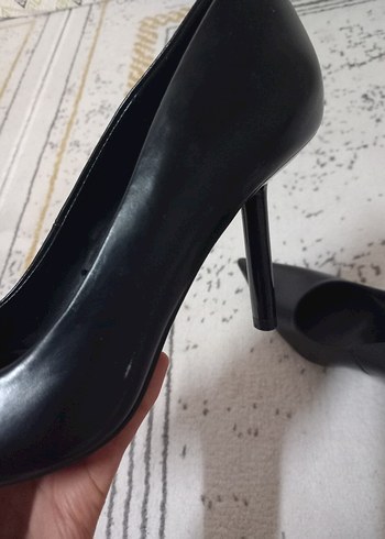 Klasik Siyah Deri Stiletto Topuklu Kadın Ayakkabı - Görsel 3