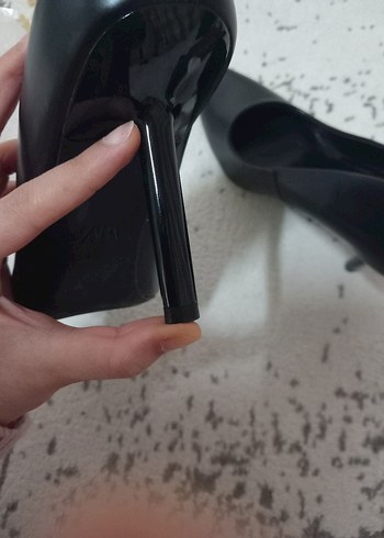 Klasik Siyah Deri Stiletto Topuklu Kadın Ayakkabı - Görsel 2