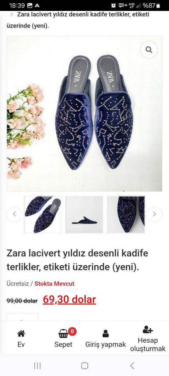 Zara Kadın Lacivert terlik - Görsel 2