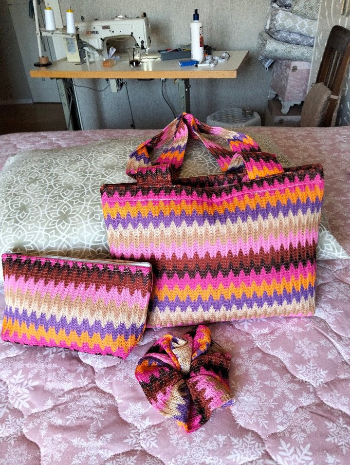 3 parça Renkli Örgü Bohem Kadın Çanta Seti - Görsel 4