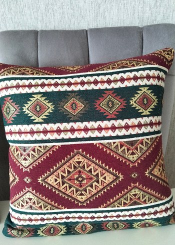 Renkli Desenli Kırmızı Dekoratif Yastık - Görsel 15