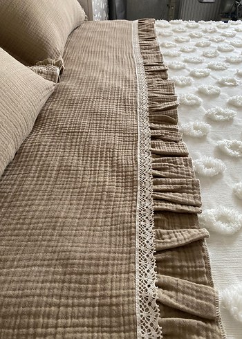 Beyaz Ponpon Desenli Yatak Örtüsü seti - Görsel 6