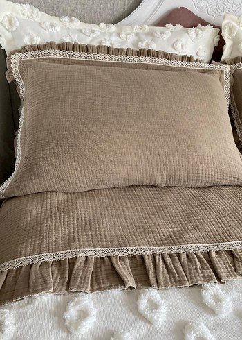 Beyaz Ponpon Desenli Yatak Örtüsü seti - Görsel 11