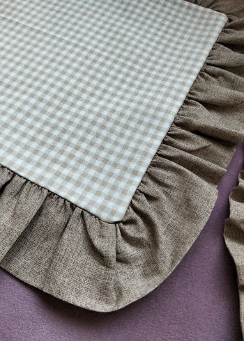 BONCUK ELYAF DOLGULU...Pembe Kareli Fırfırlı Yuvarlak Yastık - Görsel 10