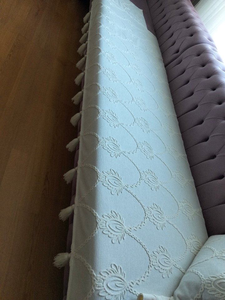 Nakışlı krem renk koltuk Örtüsü - Görsel 5