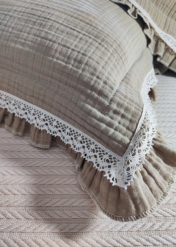 4 kat müslin kumaştan yastık kılıfı ve yatak şalı - Görsel 13