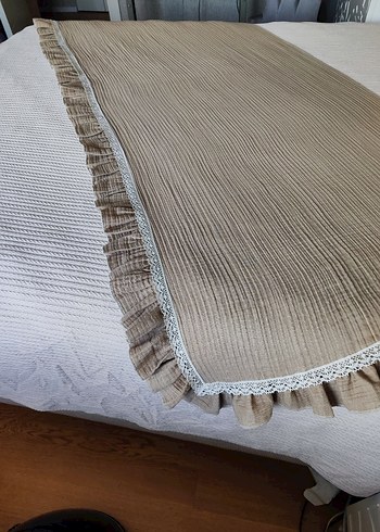 4 kat müslin kumaştan yastık kılıfı ve yatak şalı - Görsel 3