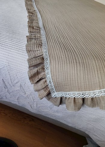 4 kat müslin kumaştan yastık kılıfı ve yatak şalı - Görsel 4