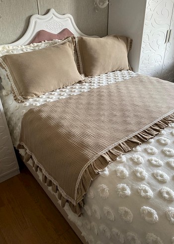 4 kat müslin kumaştan yastık kılıfı ve yatak şalı - Görsel 16