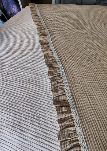 4 kat müslin kumaştan yastık kılıfı ve yatak şalı - Görsel 5