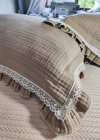 4 kat müslin kumaştan yastık kılıfı ve yatak şalı - Görsel 9